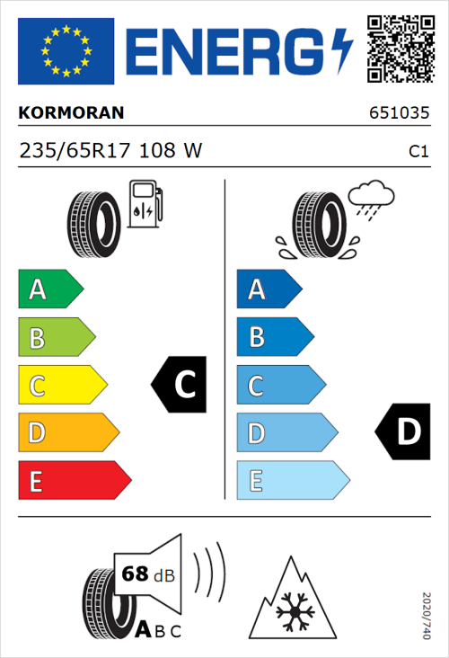 Tyre Label for Kormoran All Season SUV 235/65R17 108W