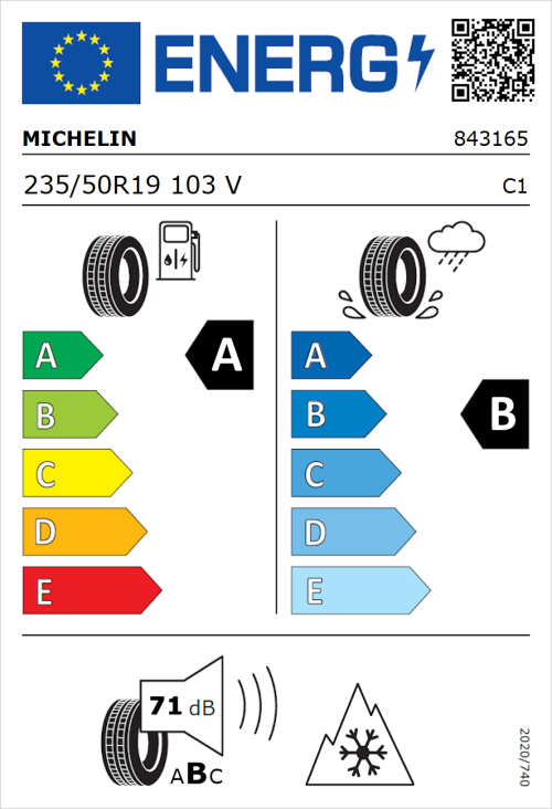 Tyre Label for Michelin CrossClimate 2 235/50R19 103V
